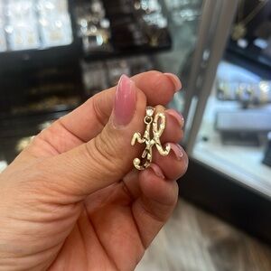 Real 10K Yellow Gold H initial Pendant Charm 1” inch